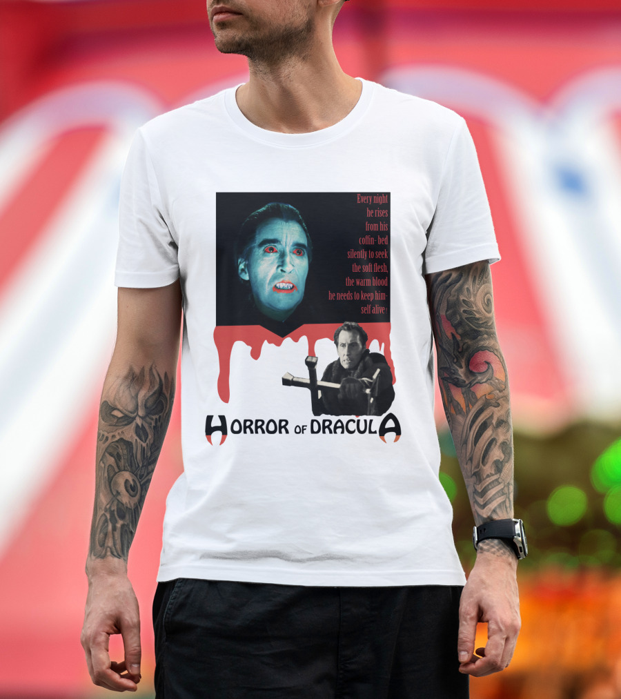 Every Night He Rises From His Coffin-Bed to Seek Blood Horror of Dracula T-Shirt