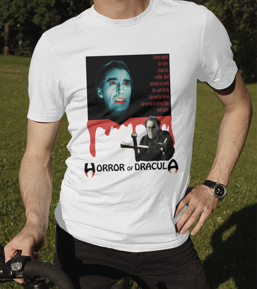 Every Night He Rises From His Coffin-Bed To Seek Blood Horror Of Dracula T-Shirt