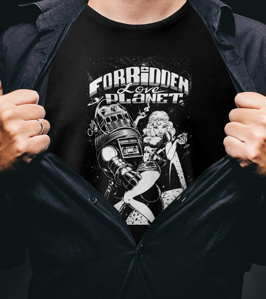 FORBIDDEN LOVE PLANET Sci-Fi Romance Retro Space Adventure T-Shirt