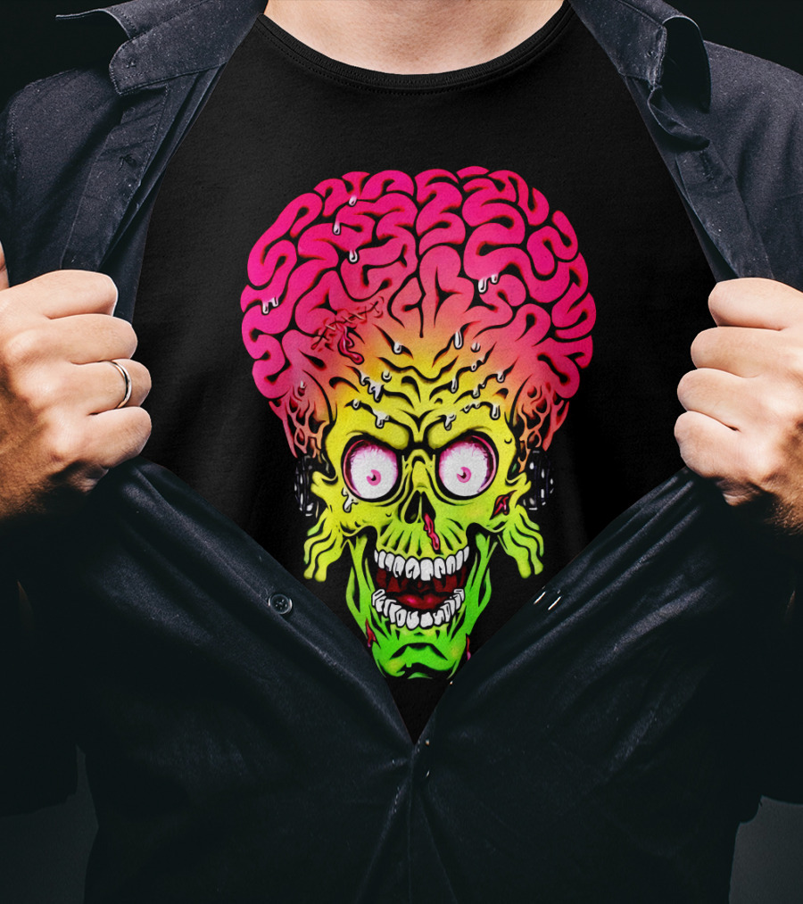 Mars Attacks Alien Brain Zombie Head T-Shirt