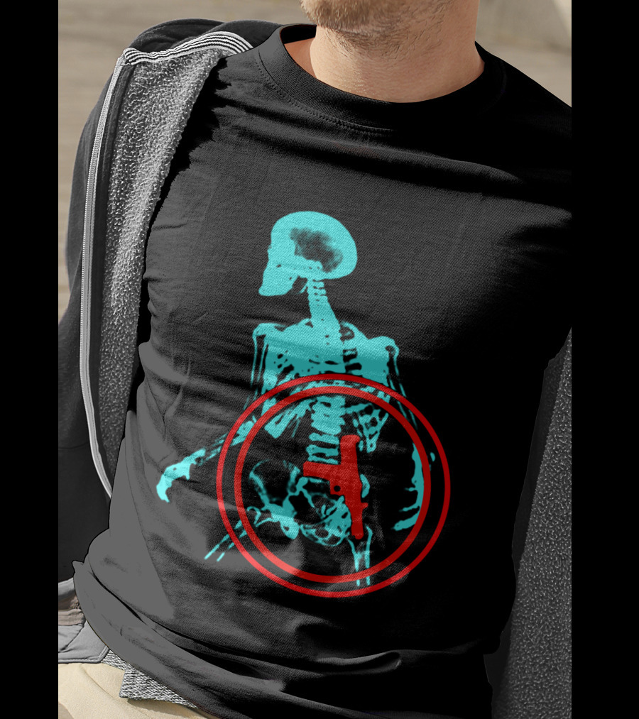 Total Recall X-Ray Skeleton With Gun T-Shirt