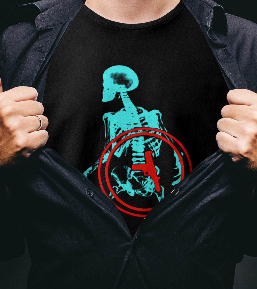 Total Recall X-Ray Skeleton With Gun T-Shirt