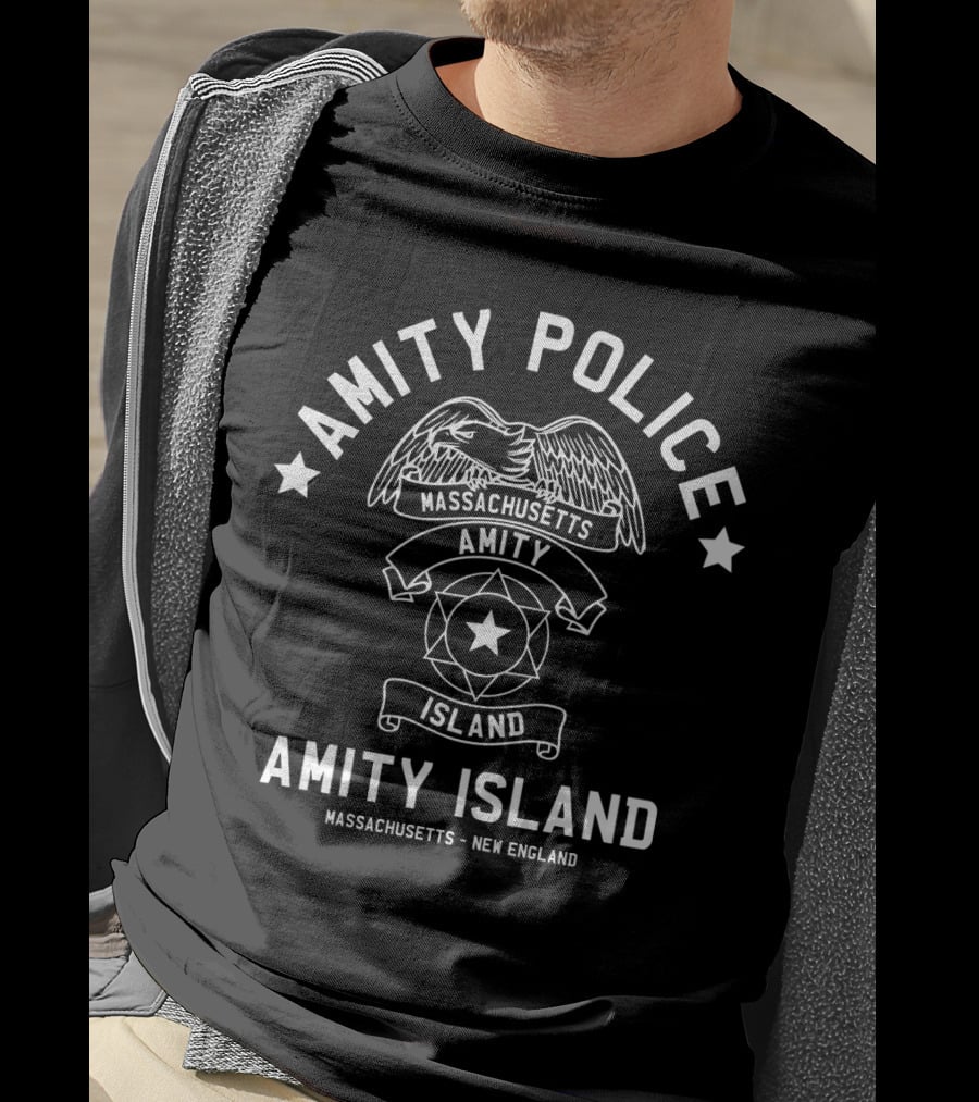 Amity Police Massachusetts Amity Island New England Jaws T-Shirt