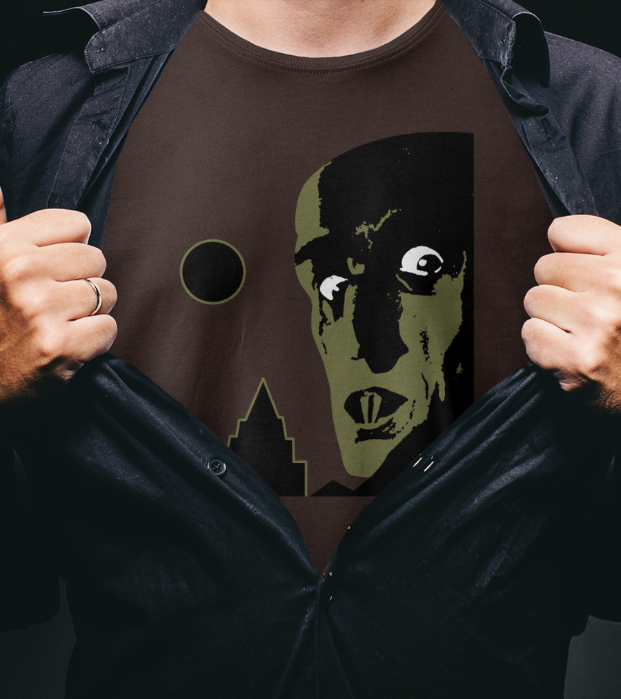 Nosferatu The Vampyre 1979 Iconic Horror Vampire Portrait With Castle And Moon T-Shirt