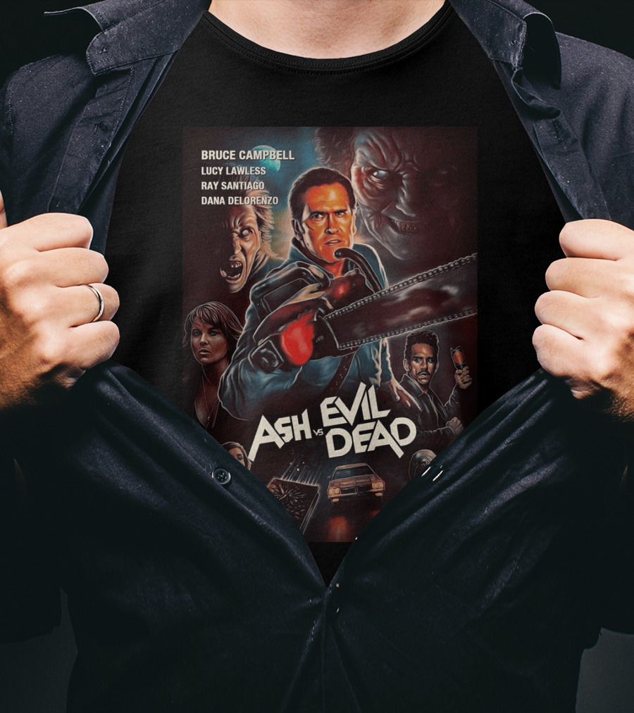 Bruce Campbell Ash Vs. Evil Dead Chainsaw Horror T-Shirt
