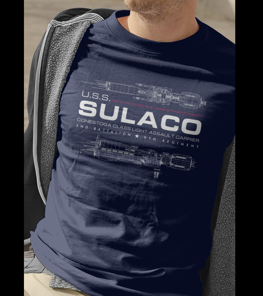 USS Sulaco United States Colonial Marines Troop Transport Conestoga Class Light Assault Carrier 2nd Battalion 9th Regiment T-Shirt