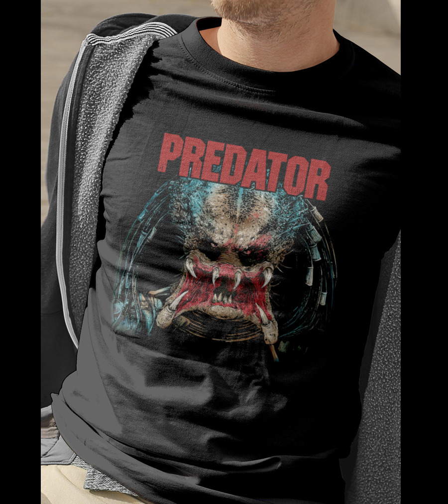 PREDATOR Alien Face Mask Horror T-Shirt