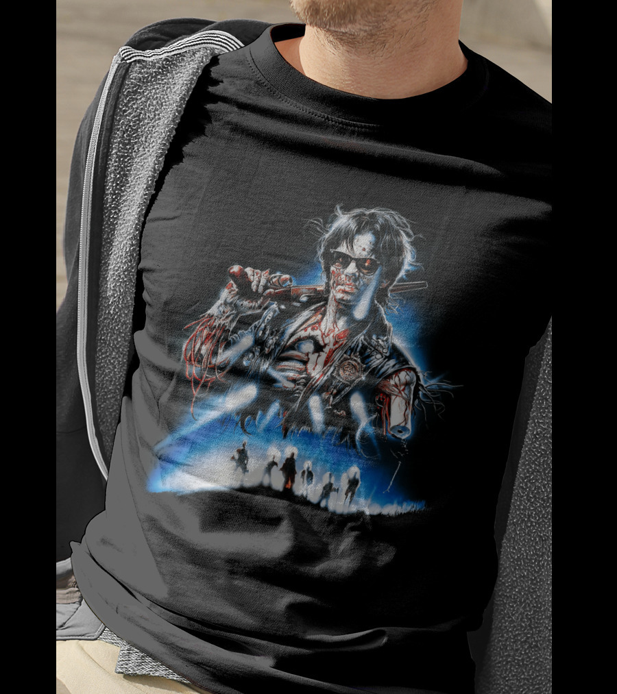 Near Dark Vampire Art With Guitarist And Silhouette Group T-Shirt