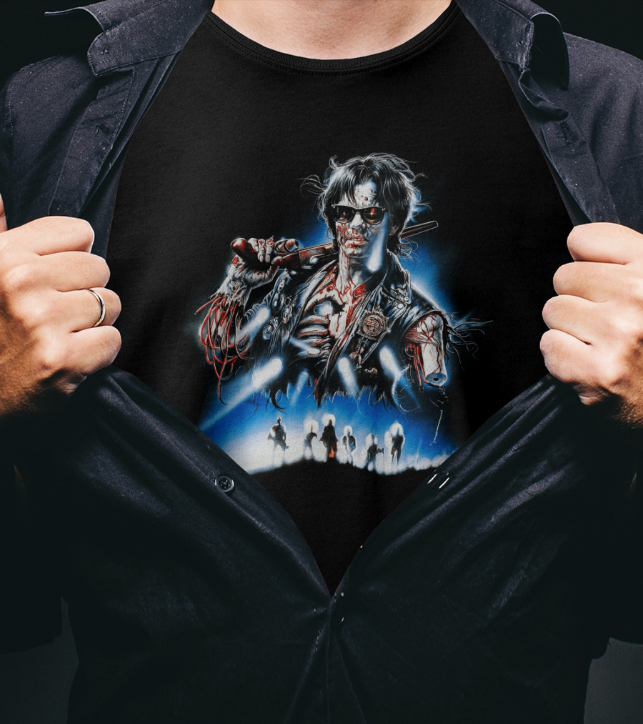 Near Dark Vampire Art With Guitarist And Silhouette Group T-Shirt