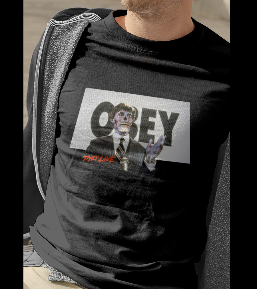 They Live OBEY Sci-Fi Alien Figure T-Shirt