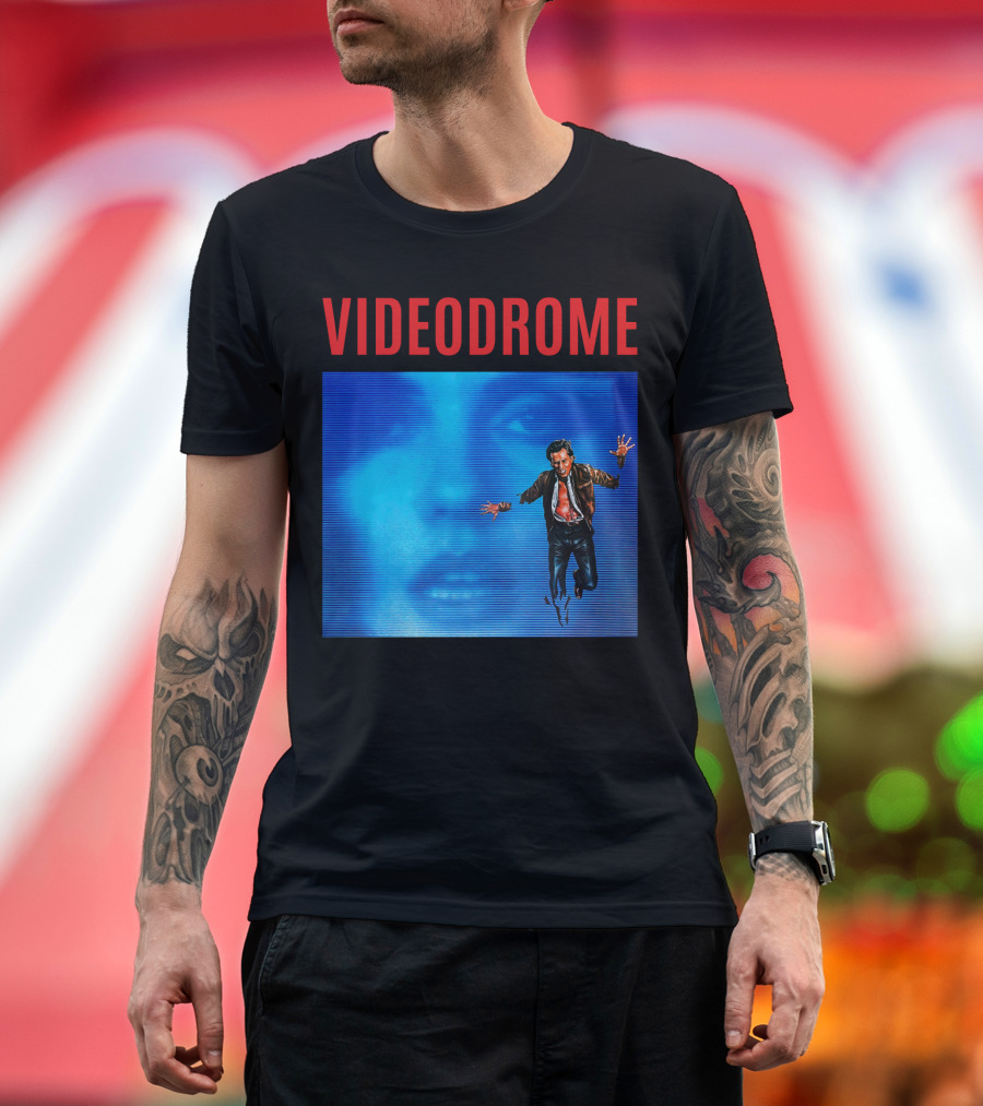 Videodrome Blue Screen Face and Man Jumping T-Shirt