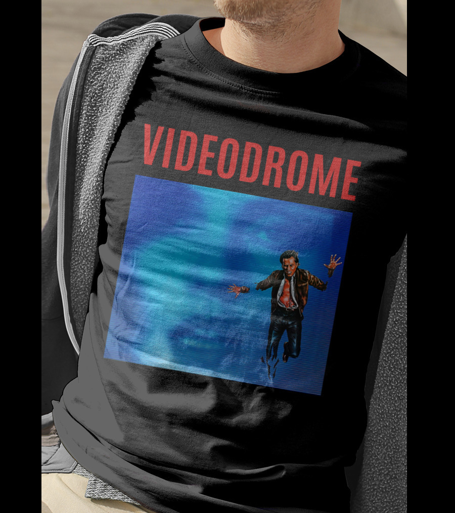 Videodrome Blue Screen Face And Man Jumping T-Shirt