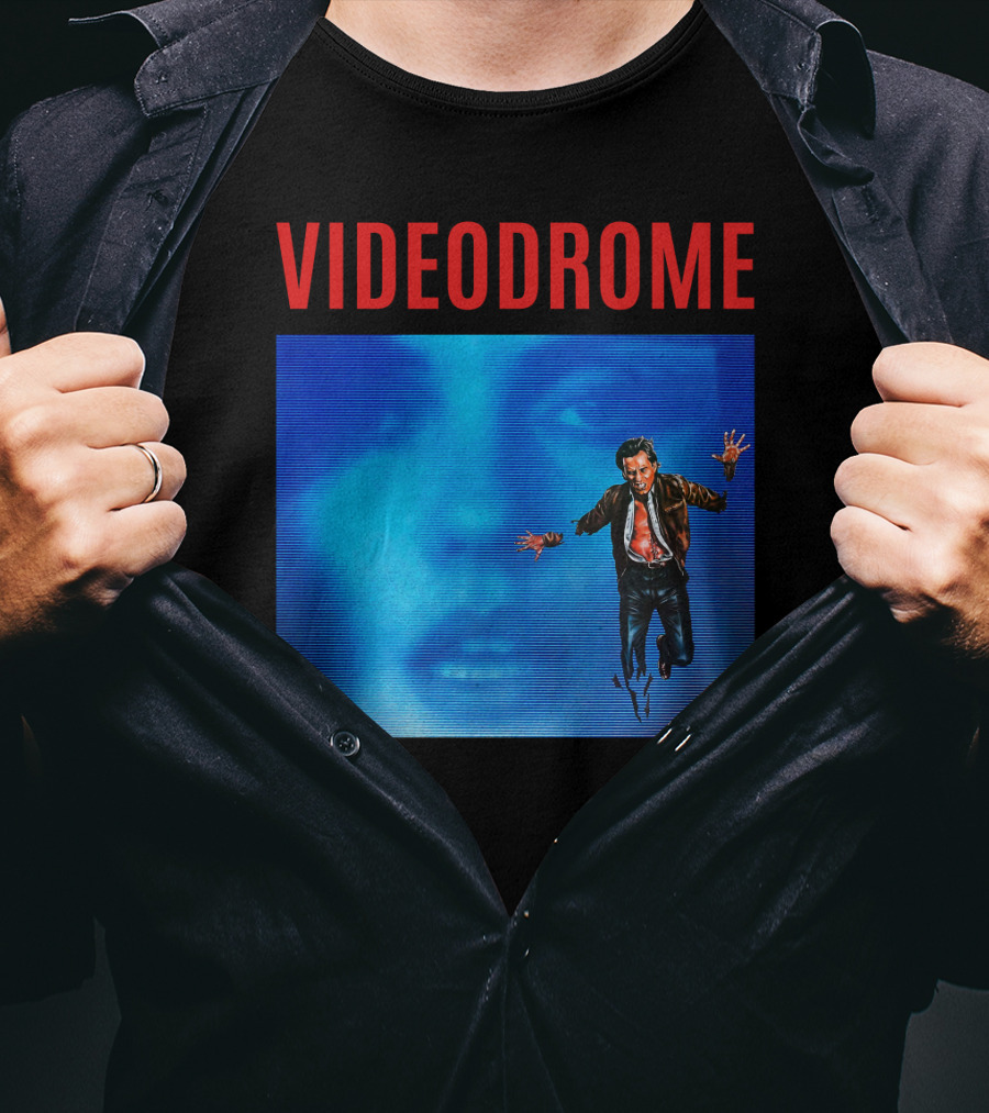 Videodrome Blue Screen Face And Man Jumping T-Shirt