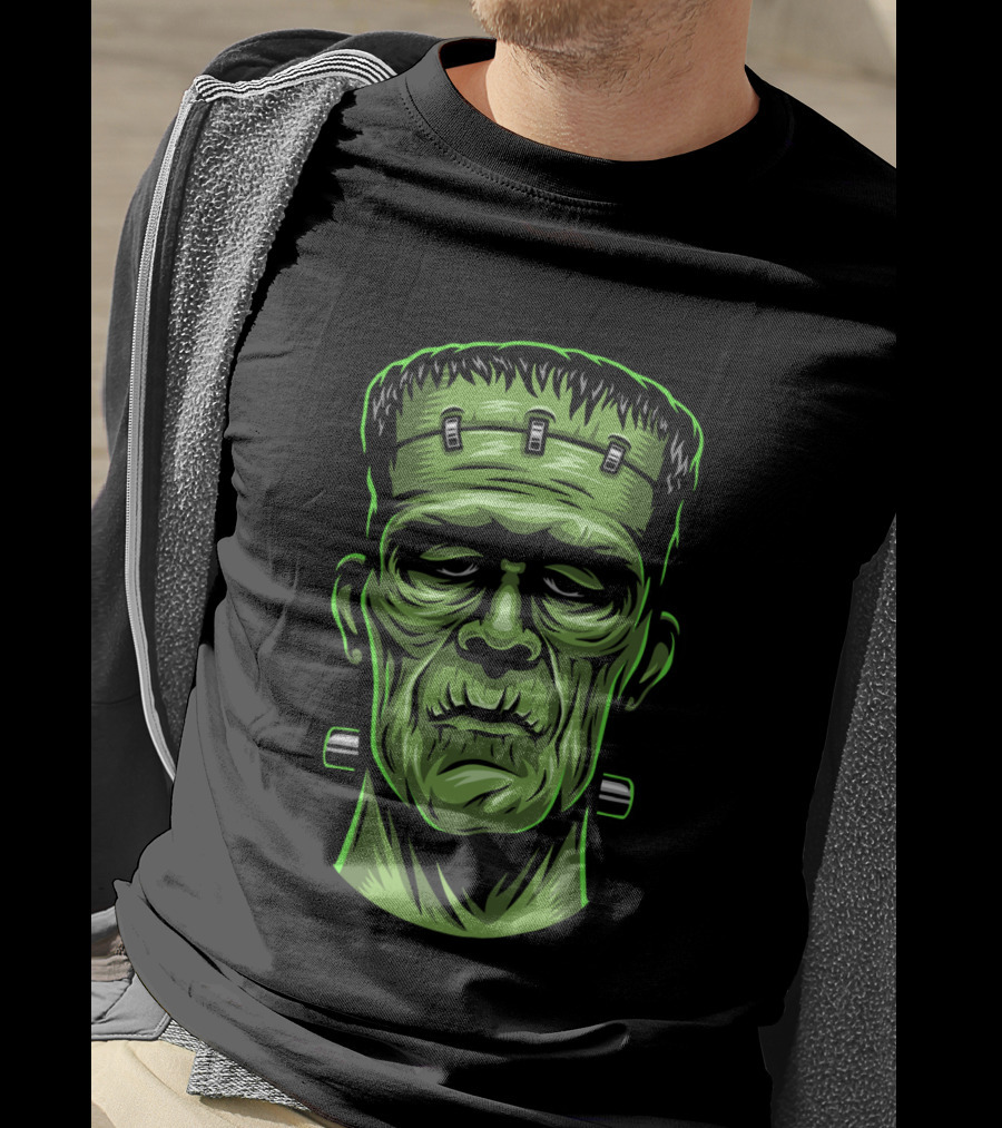 Frankenstein Head Halloween Retro Monster T-Shirt