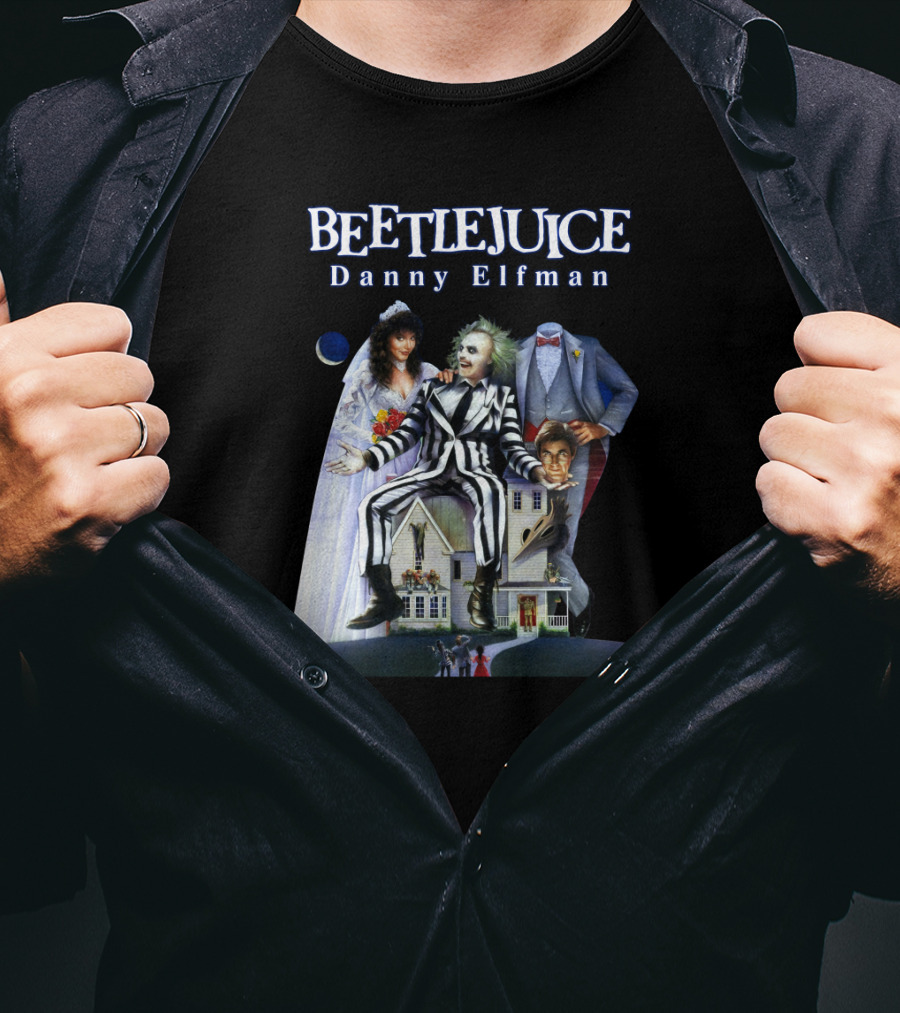 Beetlejuice Danny Elfman Striped Suit House Wedding Scene T-Shirt