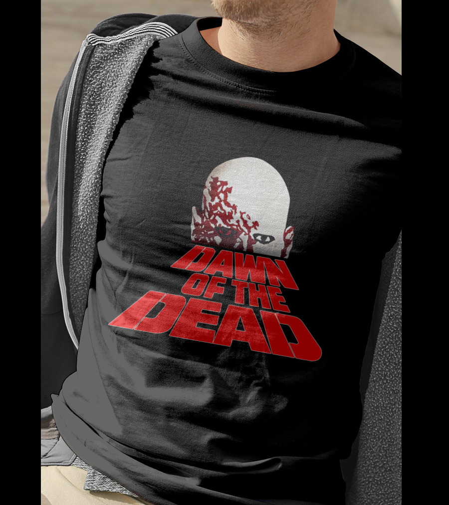 Dawn Of The Dead Zombie Head Red Text T-Shirt