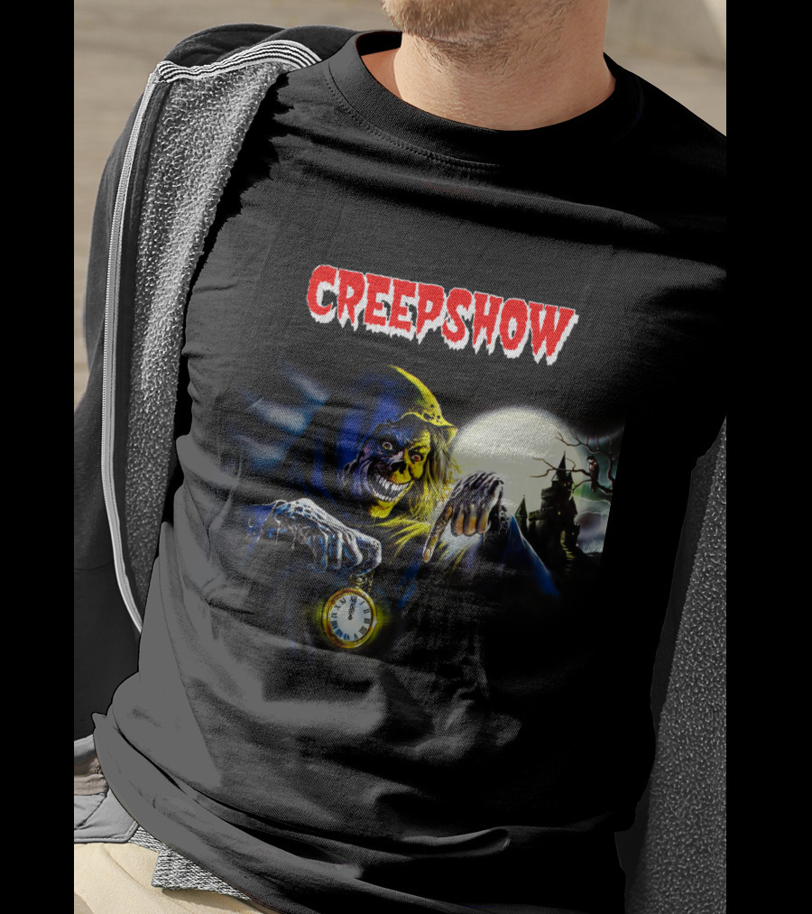 Creepshow Grinning Ghoul With Clock And Haunted Castle T-Shirt