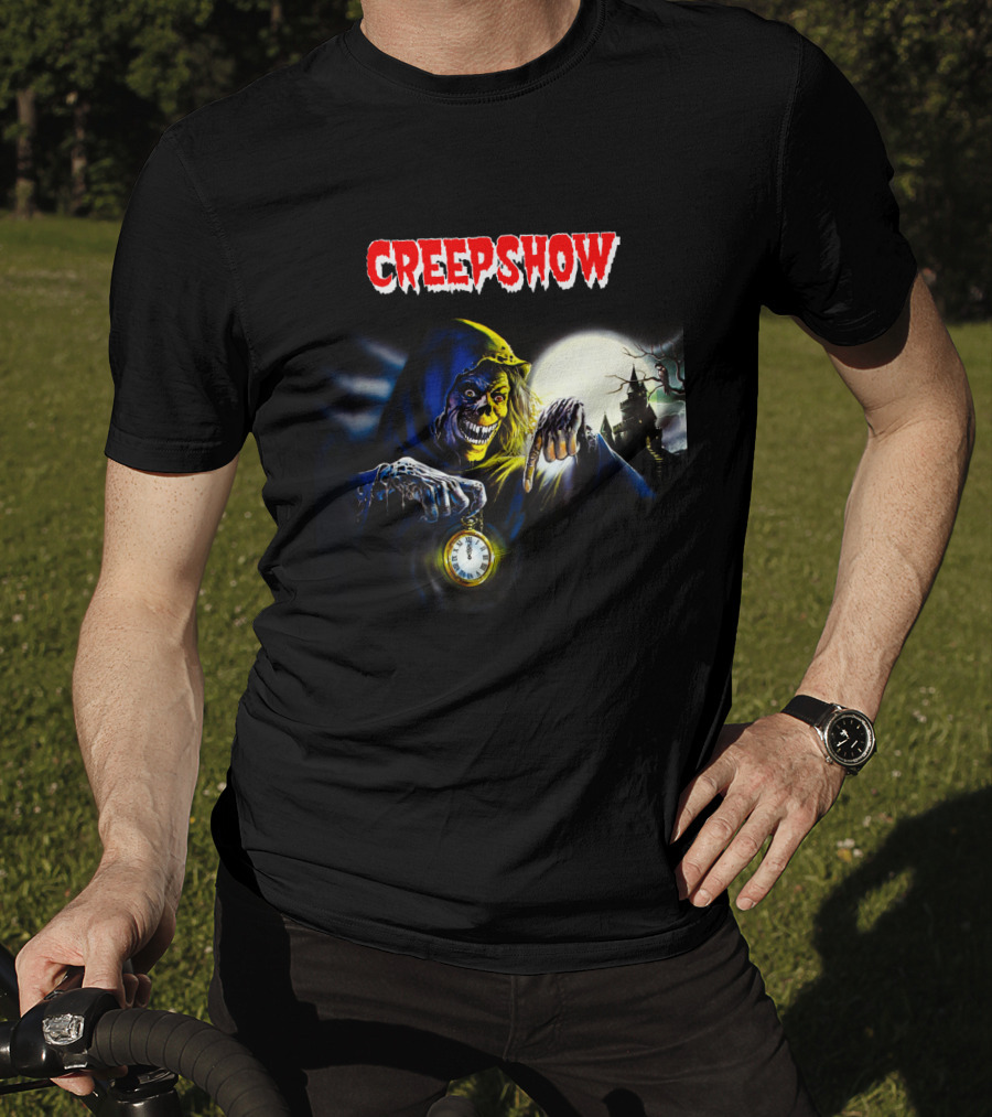 Creepshow Grinning Ghoul With Clock And Haunted Castle T-Shirt