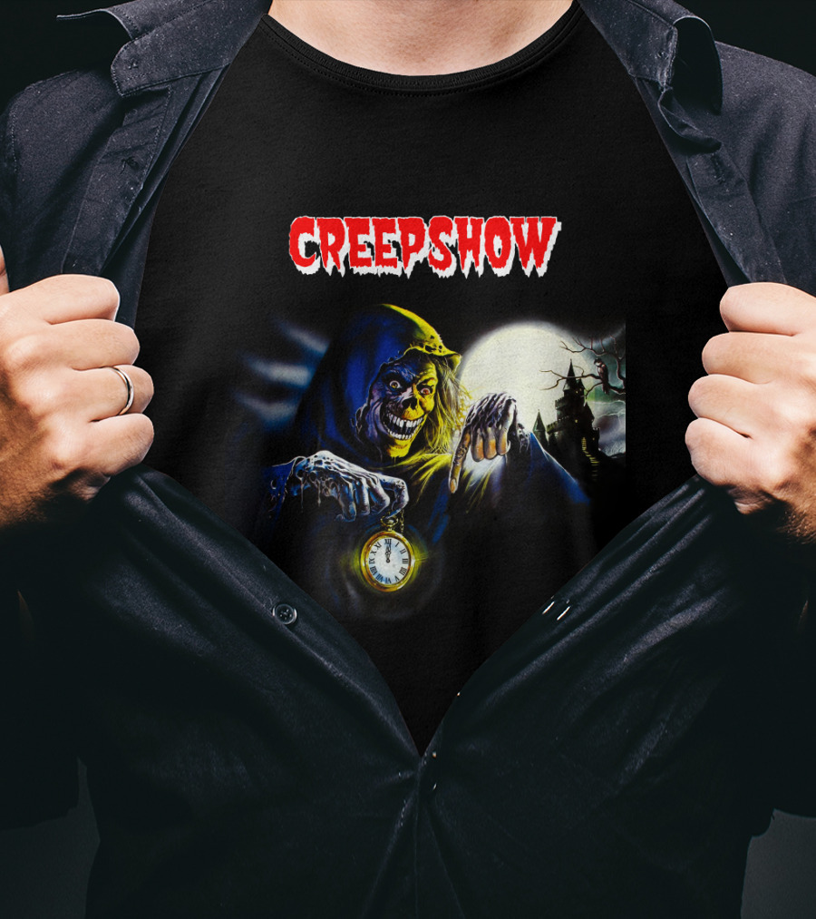 Creepshow Grinning Ghoul With Clock And Haunted Castle T-Shirt