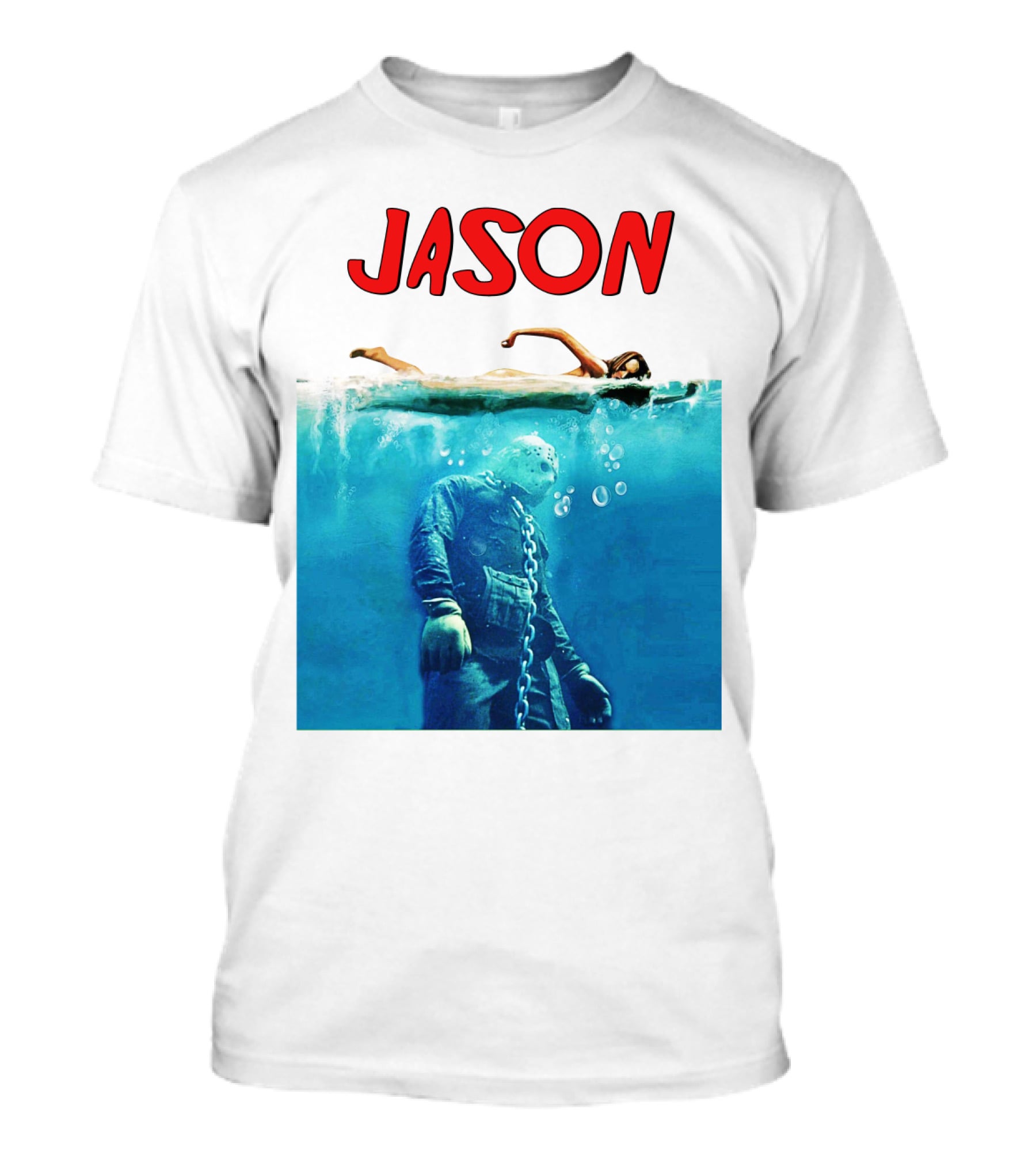 Jaws Jason Voorhees Underwater Horror Mashup T-Shirt