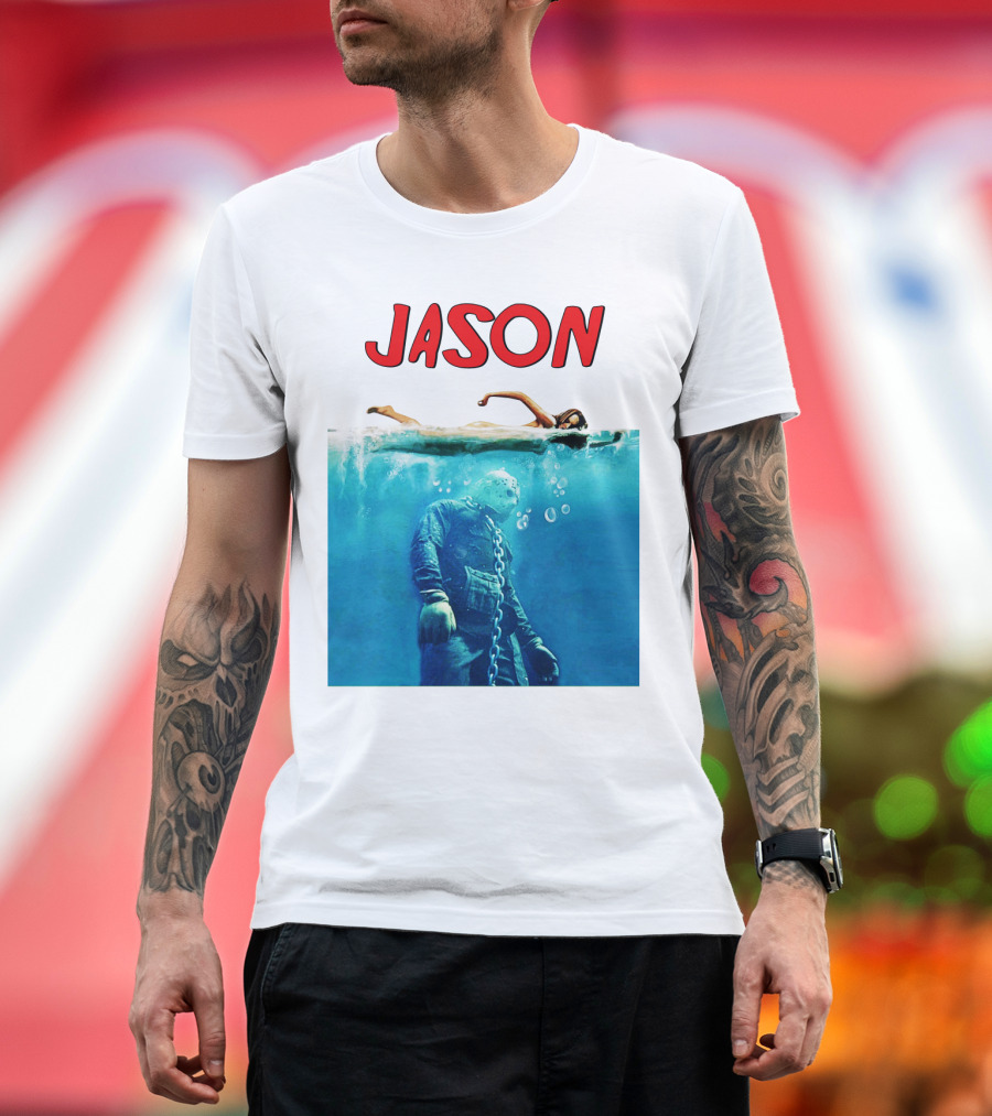 Jaws Jason Voorhees Underwater Horror Mashup T-Shirt