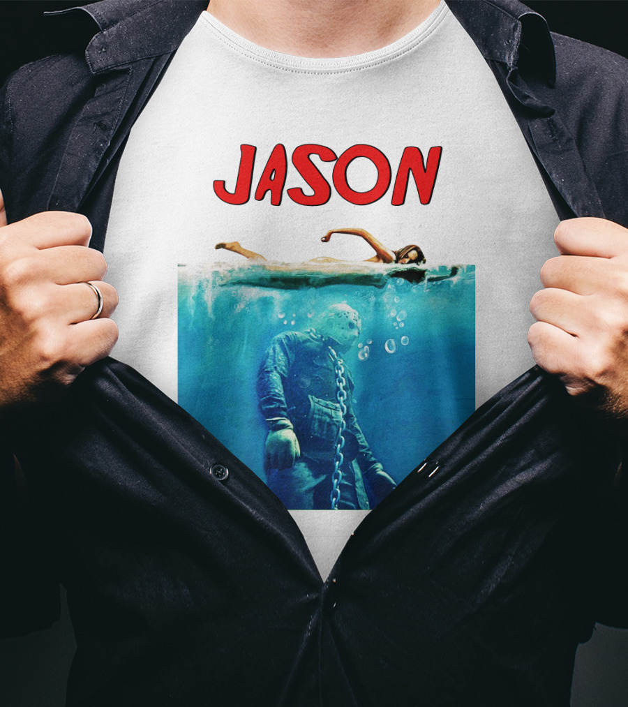 Jaws Jason Voorhees Underwater Horror Mashup T-Shirt