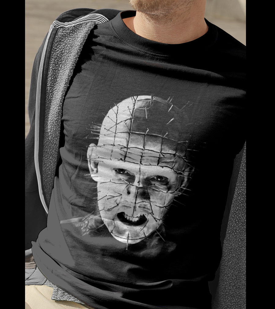 Hellraiser Pinhead Horror Icon Grayscale T-Shirt