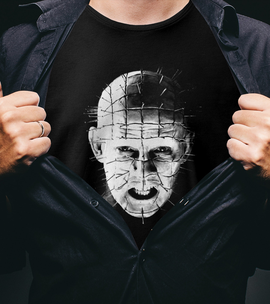 Hellraiser Pinhead Horror Icon Grayscale T-Shirt