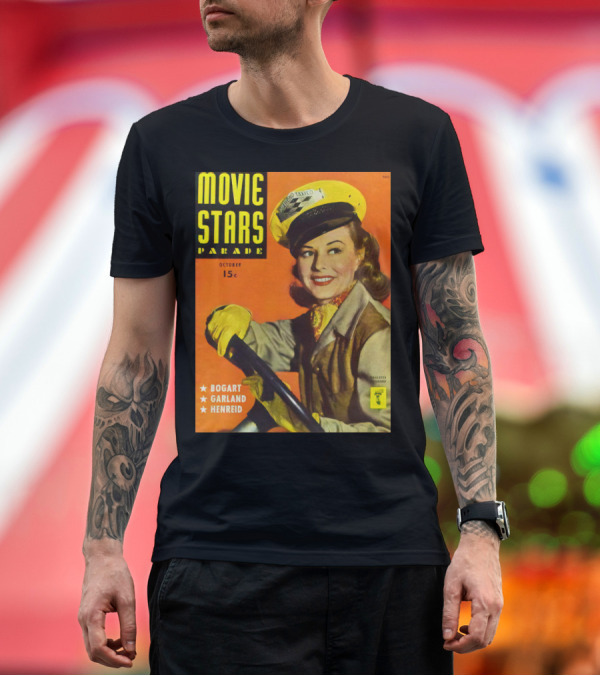 Premium T-Shirt: Movie Stars Parade October 15c Bogart Garland Henreid Paulette Goddard (1910) T-Shirt Movie Stars Parade October 15c Bogart Garland Henreid Paulette Goddard (1910) T-Shirt