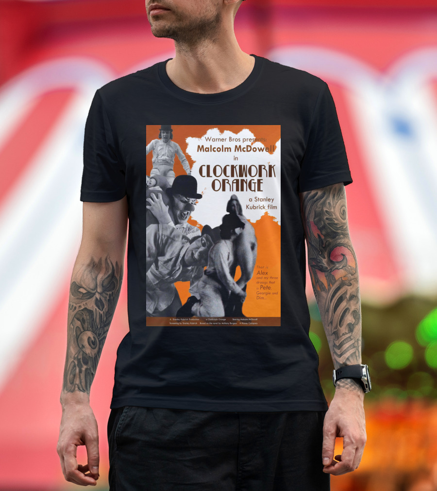 Warner Bros Presents Malcolm McDowell in A Clockwork Orange a Stanley Kubrick Film T-Shirt