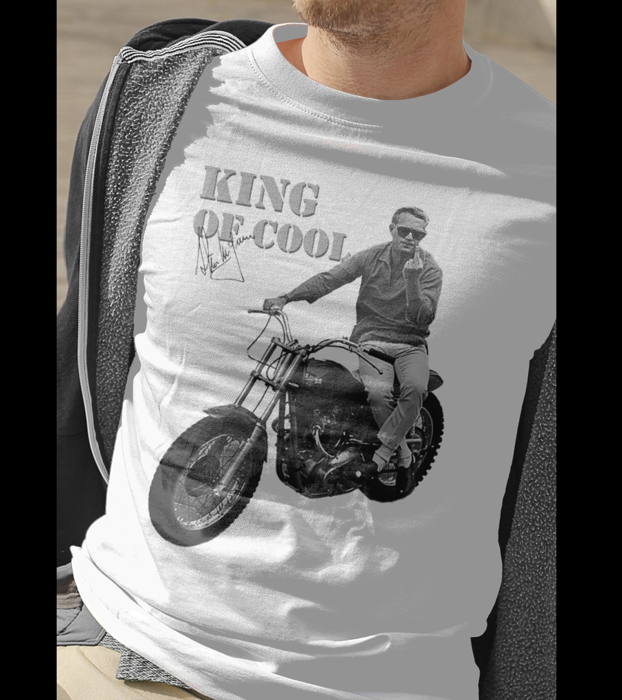Steve McQueen King Of Cool Motorcycle Signature T-Shirt