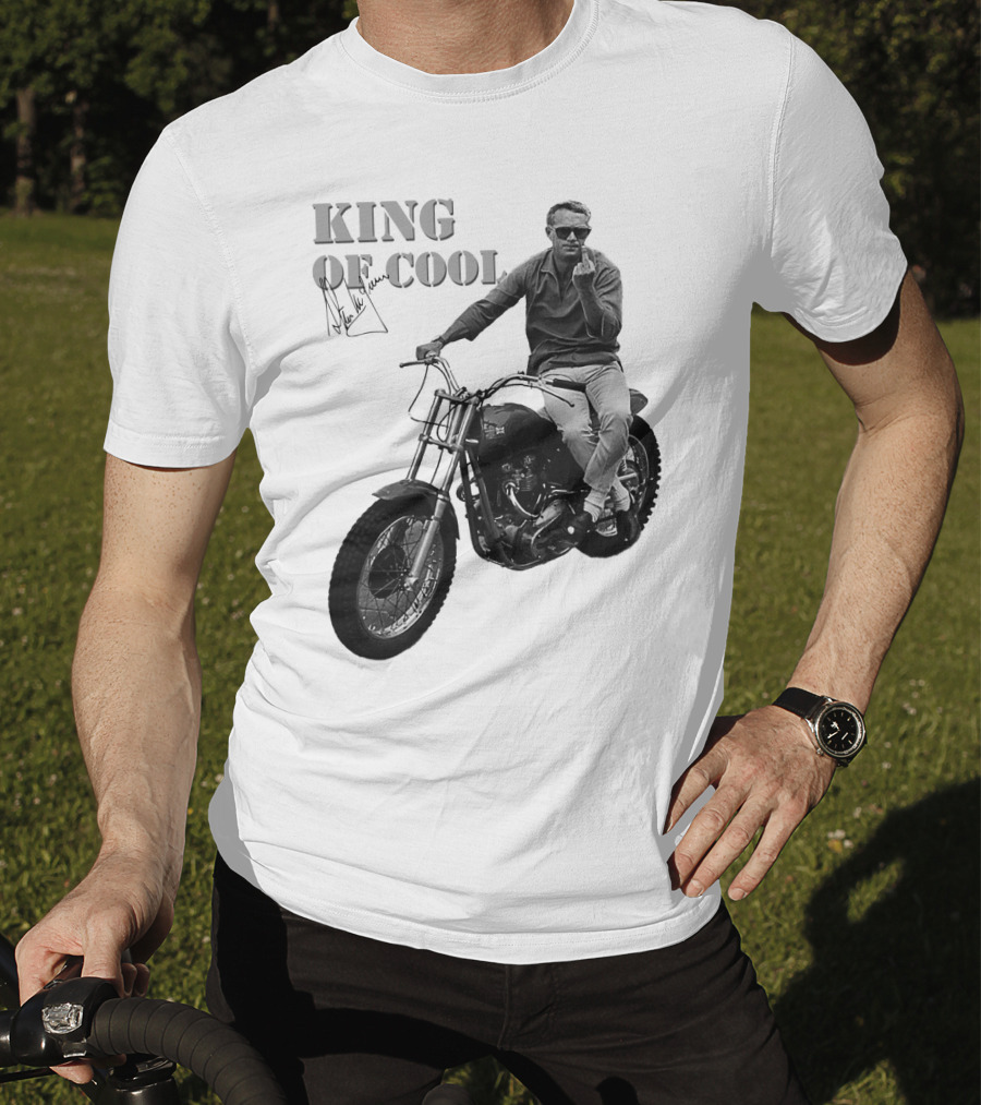 Steve McQueen King Of Cool Motorcycle Signature T-Shirt
