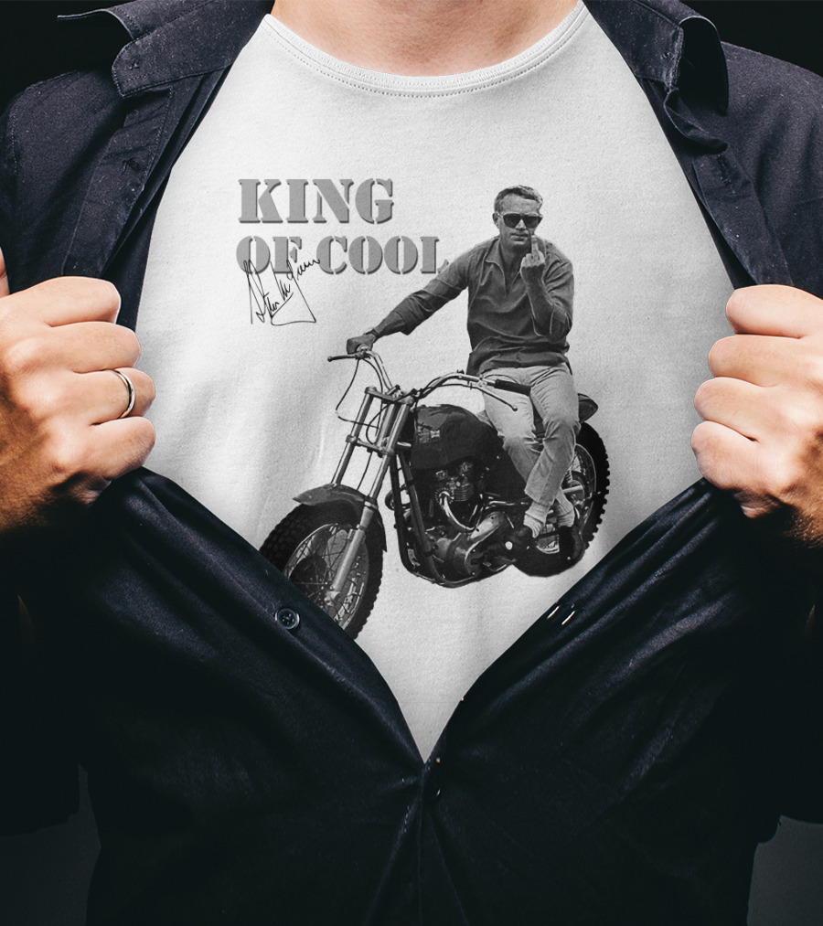 Steve McQueen King Of Cool Motorcycle Signature T-Shirt