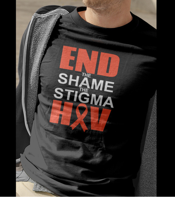 End The Shame The Stigma HIV Red Ribbon Awareness World Aids Day T-Shirt