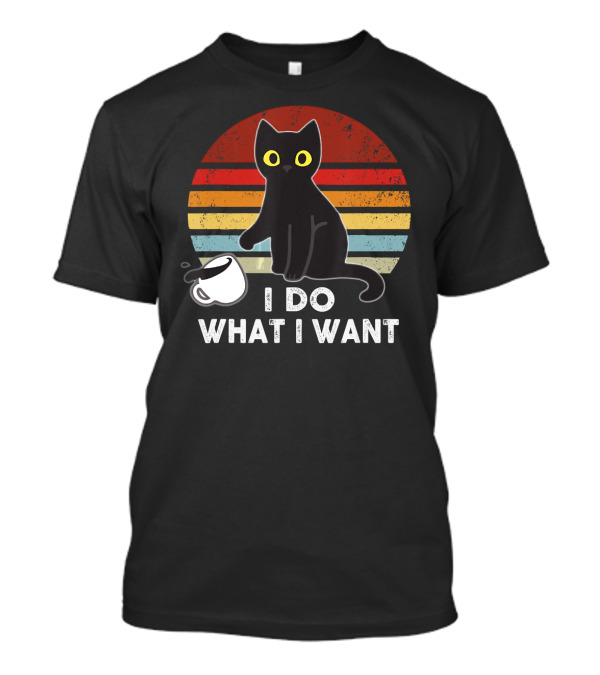 I Do What I Want Funny Cat Vintage Kitty Retro Sunburst T-Shirt