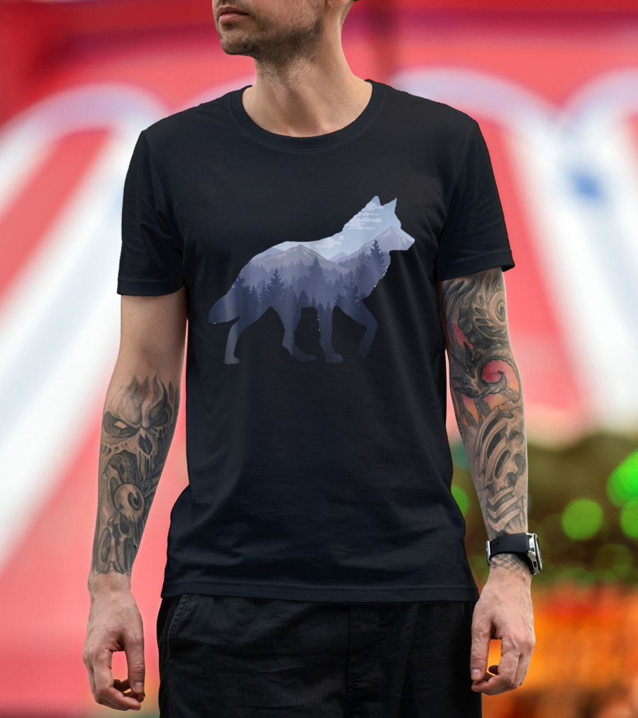 Lone Wolf Mountain Forest T-Shirt