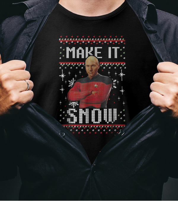 Star Trek Next Generation Make It Snow Captain Holiday T-Shirt