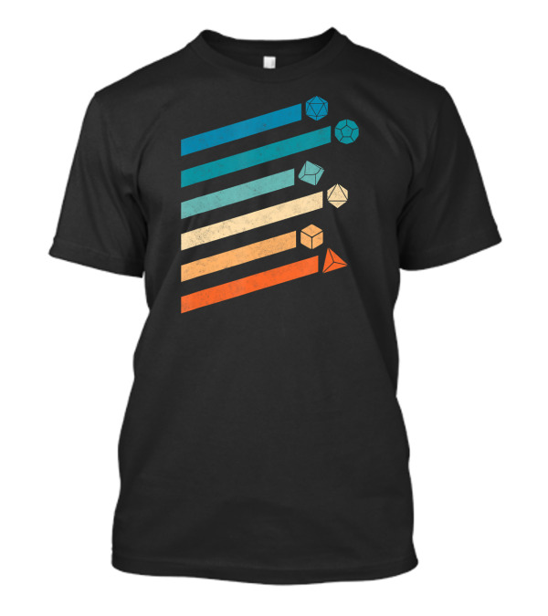 Tabletop RPG Dungeon Dice Vintage Gradient Polyhedral Dice Stripes T-Shirt