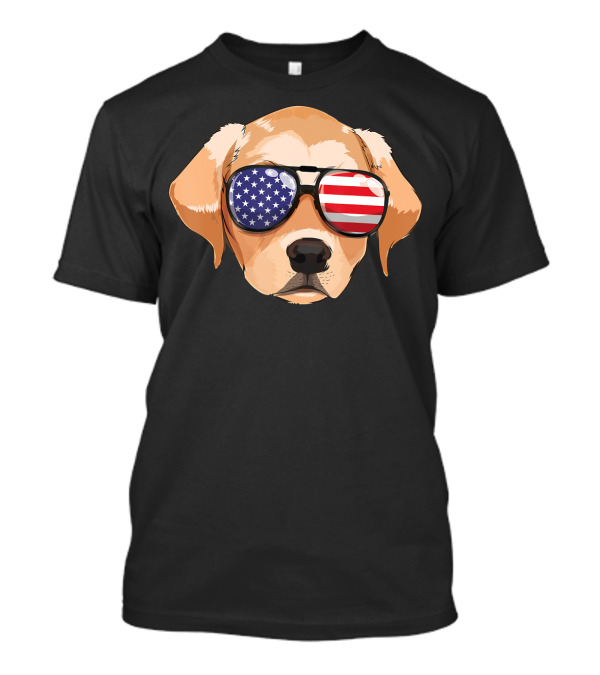 Labrador Retriever Wearing American Flag Sunglasses For 4th Of July T-Shirt