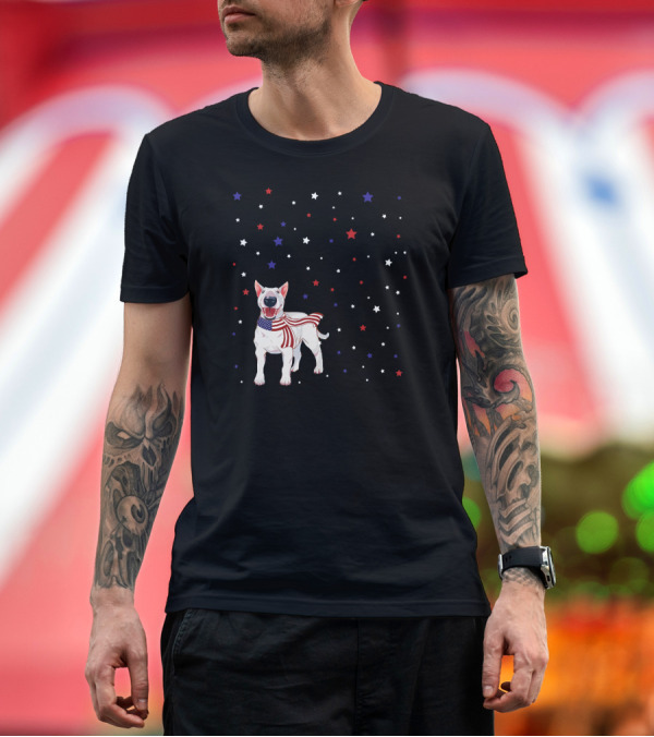 Premium T-Shirt: Bull Terrier American Flag Scarf Stars 4th Of July T-Shirt Bull Terrier American Flag Scarf Stars 4th Of July T-Shirt