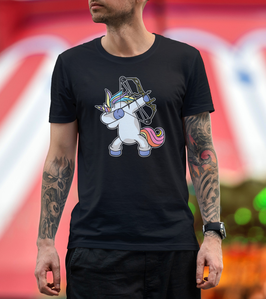 Dabbing Unicorn Archer with Bow Archery T-Shirt