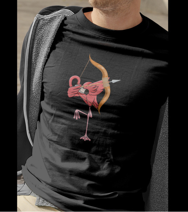 Dabbing Flamingo With Bow And Arrow Archer Stance T-Shirt