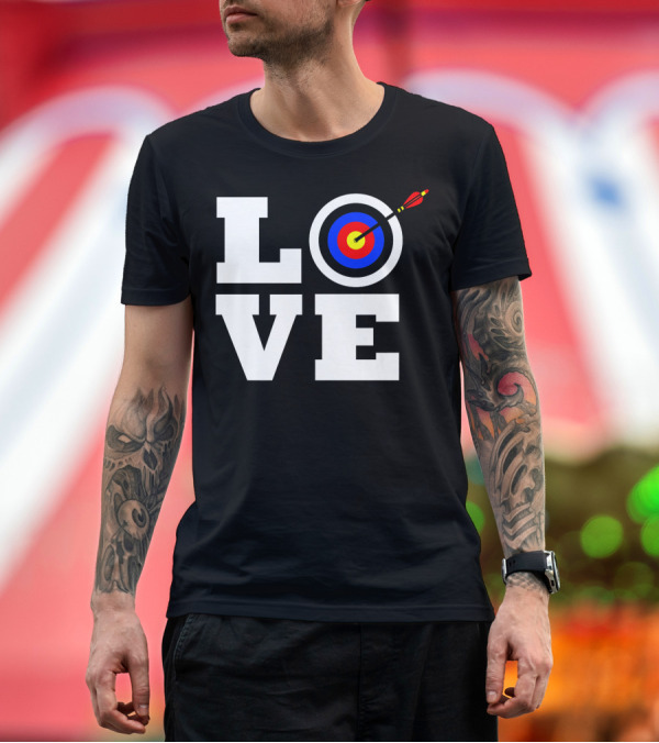 Premium T-Shirt: LOVE Archery Target with Bow Arrow T-Shirt LOVE Archery Target with Bow Arrow T-Shirt