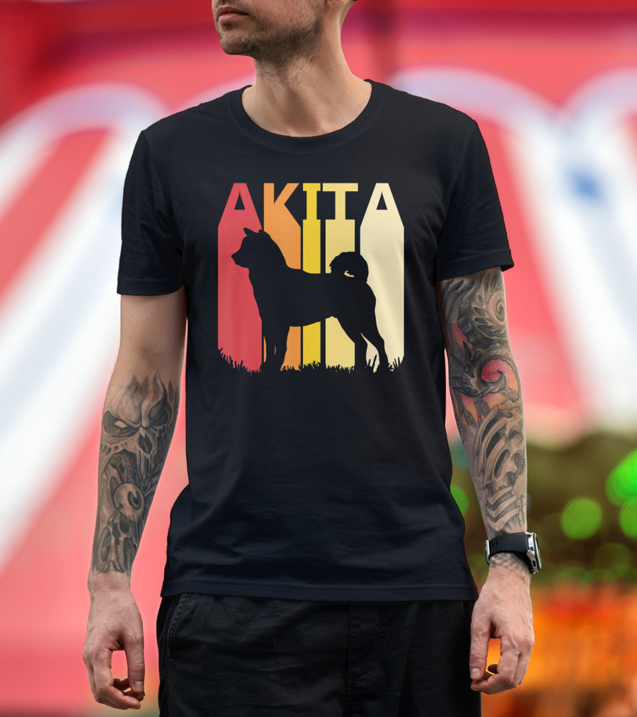 Retro Akita Dog Breed Silhouette Owner T-Shirt