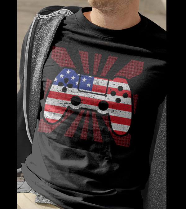 USA Flag Game Controller Patriotic 4th Of July T-Shirt