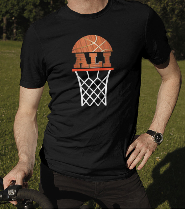 ALI Basketball Hoop Kids Custom Name T-Shirt