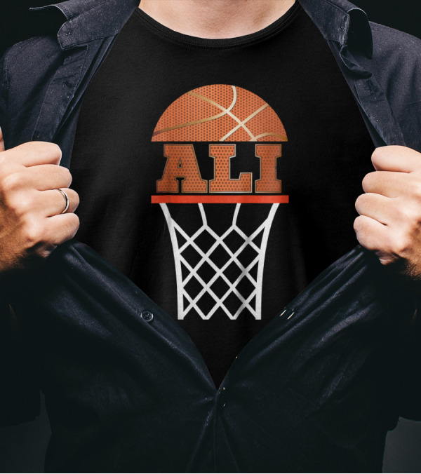 ALI Basketball Hoop Kids Custom Name T-Shirt