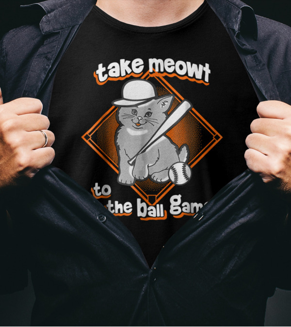 Take Meowt To The Ball Game Funny Cat Baseball T-Shirt