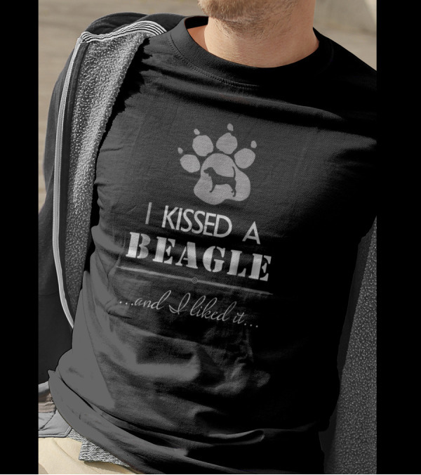 Kissed A Beagle And I Liked It Funny Pet Dog Paw Prints T-Shirt