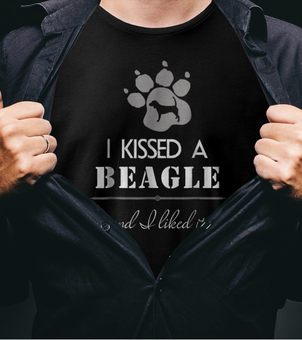 Kissed A Beagle And I Liked It Funny Pet Dog Paw Prints T-Shirt